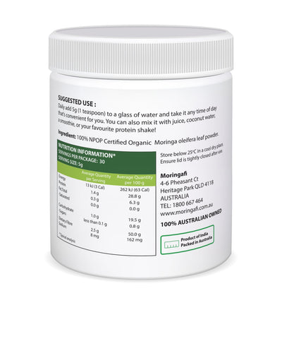 3-Pack Organic Moringa Leaf Powder (150g)