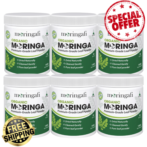 6-Pack Organic Moringa Leaf Powder (150g)
