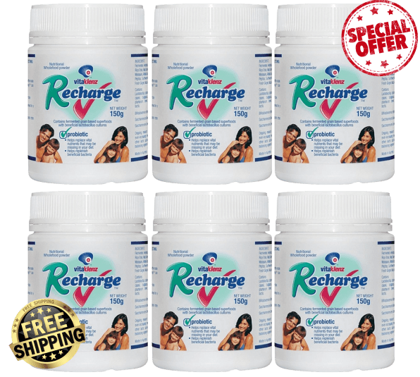 6-Pack Vitaklenz Recharge Prebiotic/Probiotic (150g)